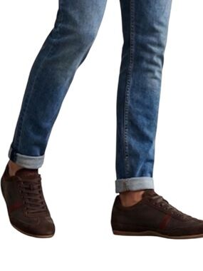 Lacoste Misano 22 LCR Brown And Red Leather Suede Driving Sneakers, Sz 9